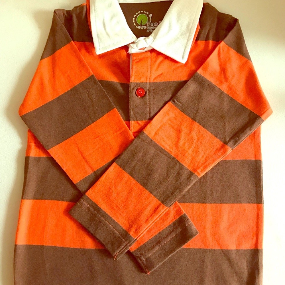 Long sleeve soft cotton rugby shirt double collar